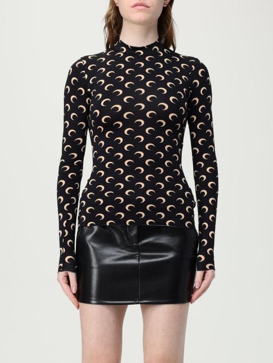 25FW 마린세르 문 프린티드 저지 세컨드 스킨 하이넥 탑 WTS005ACJER0001 IT99 Black