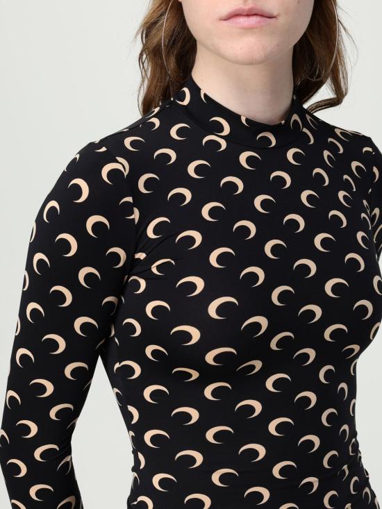 25FW 마린세르 문 프린티드 저지 세컨드 스킨 하이넥 탑 WTS005ACJER0001 IT99 Black - MARINE SERRE