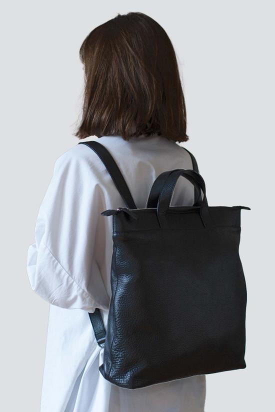  Le Bas 백팩 블랙 레더 컨버터블  B1