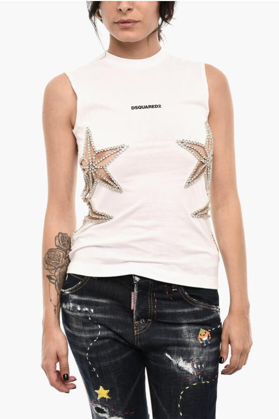  디스퀘어드2 민소매 티셔츠 S72GD0525 S24668 100 White