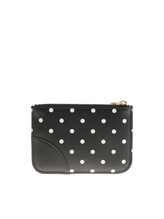 25FW 꼼데가르송 폴카도트 레더 파우치 지갑 클러치/파우치 SA8100PD black NERO - COMME DES GARCONS