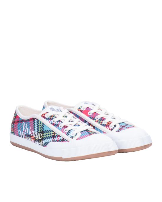 26SS 비비안웨스트우드 애니멀 짐 로우탑 스니커즈 75020057M W00J1 O301 tartan MULTICOLOR - VIVIENNE WESTWOOD