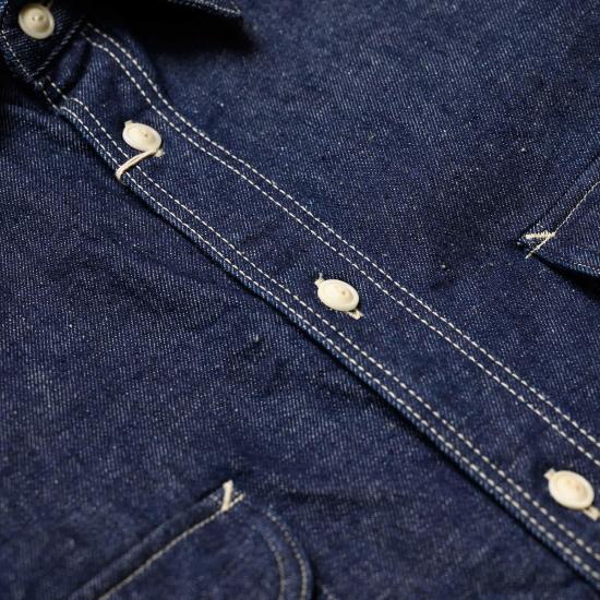  사무라이 진스 데님 셔츠 사무라이 진 일본산 코튼 10온스 데님  인디고 - SAMURAI JEANS