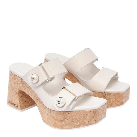 25FW 지미추 샌들 FAYENCE WEDGE 95 SQMLATTE White - JIMMY CHOO