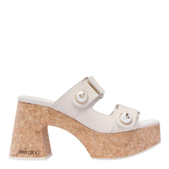 25FW 지미추 샌들 FAYENCE WEDGE 95 SQMLATTE White