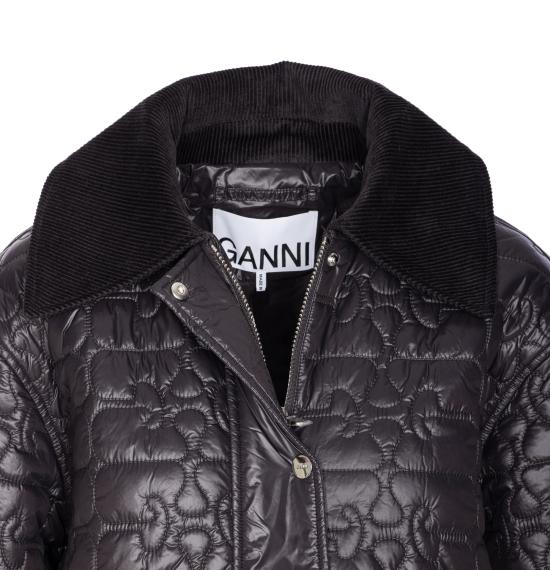 25FW 가니 샤이니 퀼트 미디 자켓 W0343 252 Black - GANNI