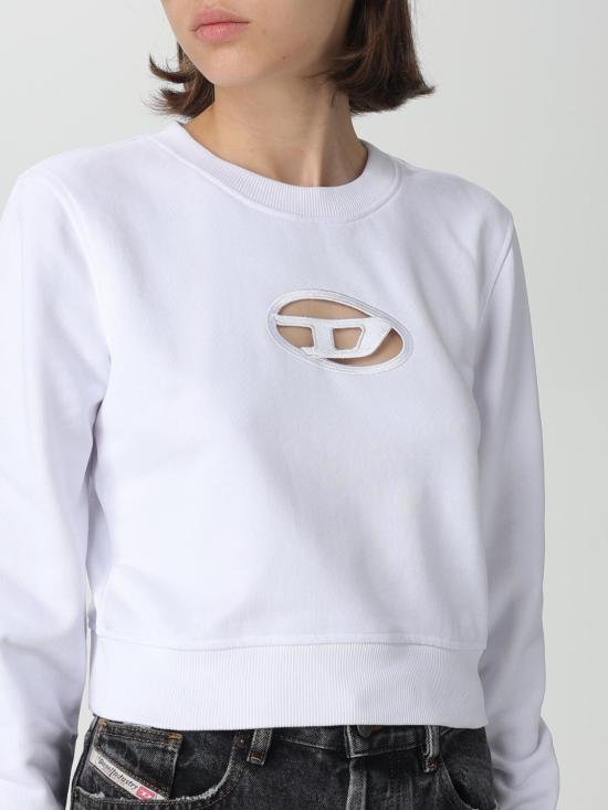 25FW 디젤 F 슬리미 Od 컷아웃 로고 크롭 스웨트셔츠 A099310GRAC 100 White - DIESEL