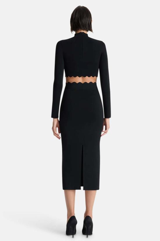  에이엘씨 미디 스커트 A.L.C. 퀸시 스캘럽 니트  블랙 - A.L.C.