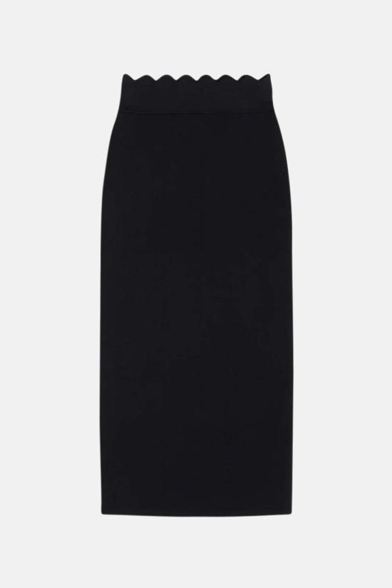  에이엘씨 미디 스커트 A.L.C. 퀸시 스캘럽 니트  블랙 - A.L.C.