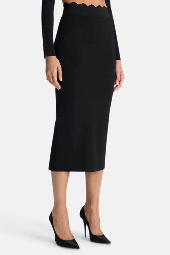  에이엘씨 미디 스커트 A.L.C. 퀸시 스캘럽 니트  블랙 - A.L.C.