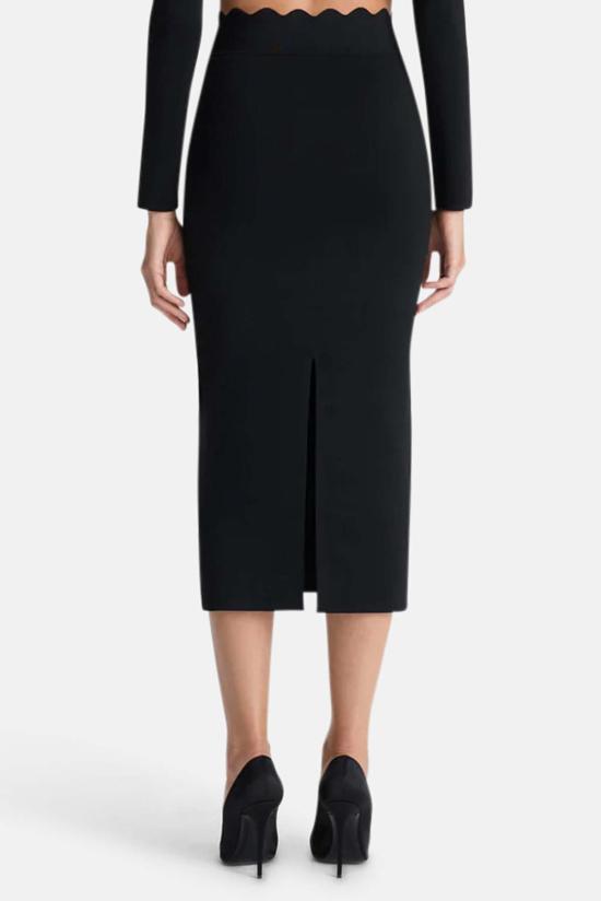  에이엘씨 미디 스커트 A.L.C. 퀸시 스캘럽 니트  블랙 - A.L.C.