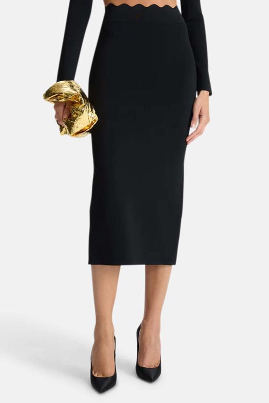  에이엘씨 미디 스커트 A.L.C. 퀸시 스캘럽 니트  블랙