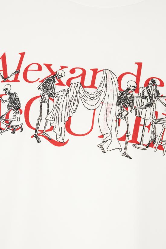  알렉산더 맥퀸 반팔 티셔츠 794605QTABQ 0908 WHITE RED - ALEXANDER MCQUEEN