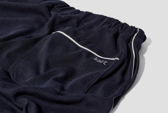 25SS 보디 스트레이트 팬츠 레이스 프런트 스웨트팬츠 MRS25CS030 네이비 - BODE