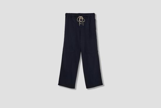 25SS 보디 스트레이트 팬츠 레이스 프런트 스웨트팬츠 MRS25CS030 네이비