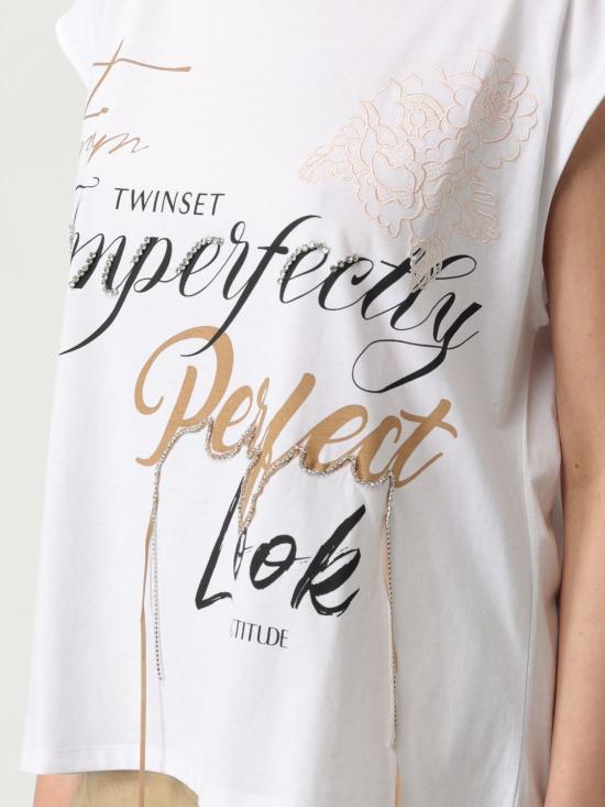 25SS 액티튜드 트윈세트 반팔 티셔츠 251AP2163 00840 White - ACTITUDE TWINSET