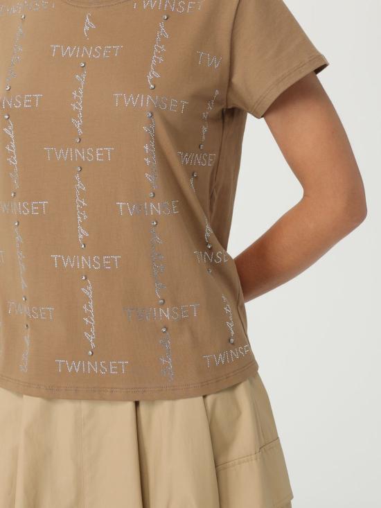 25SS 액티튜드 트윈세트 반팔 티셔츠 251AP2164 12116 Brown - ACTITUDE TWINSET