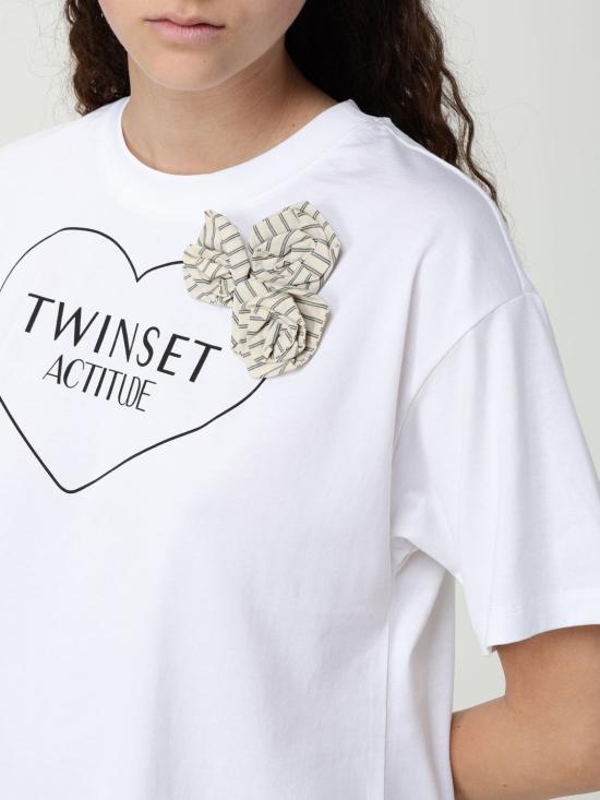 25SS 액티튜드 트윈세트 반팔 티셔츠 251AX2020 12504 White - ACTITUDE TWINSET