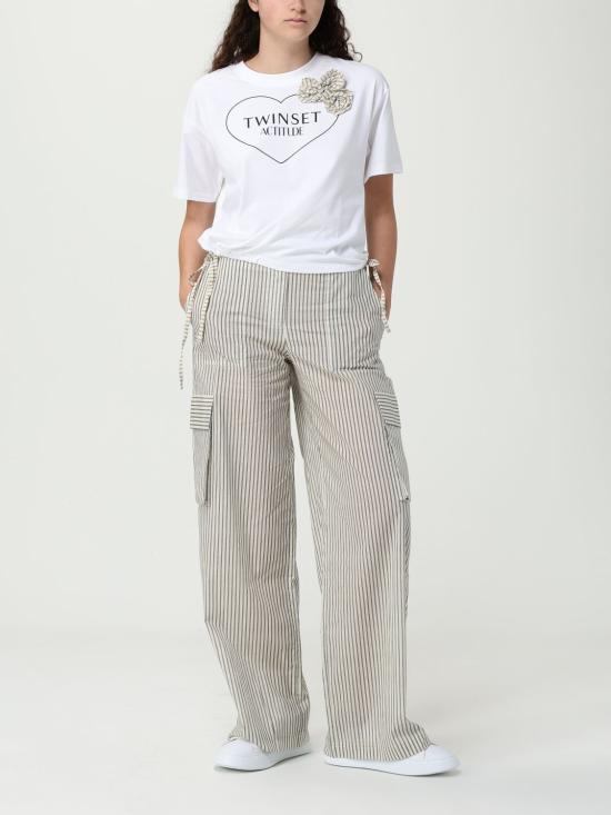 25SS 액티튜드 트윈세트 반팔 티셔츠 251AX2020 12504 White - ACTITUDE TWINSET