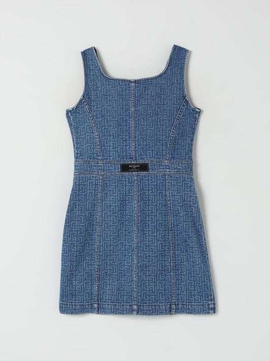 25FW [키즈] 발망 원피스 BW1B22Z2867 610 Gnawed Blue - BALMAIN