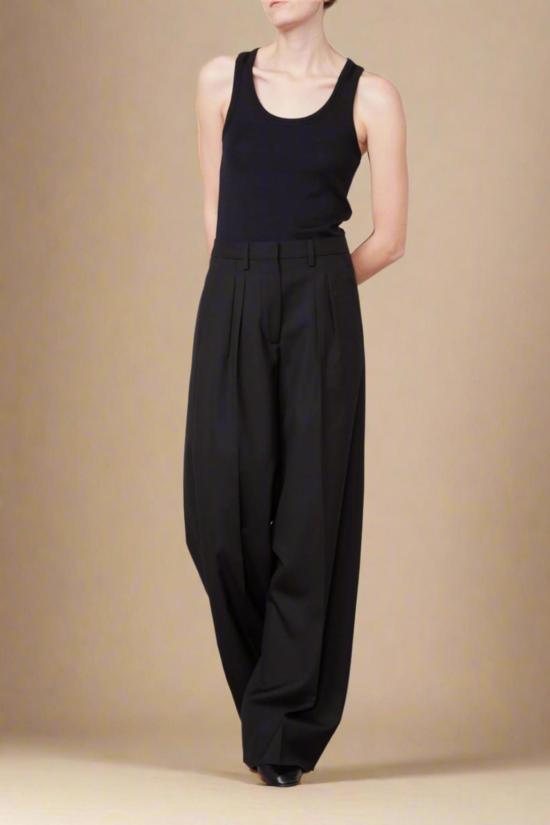  오피신 제네랄 민소매 티셔츠 Officine Generale Tatia 울 가먼트 상의 블랙 - OFFICINE GENERALE