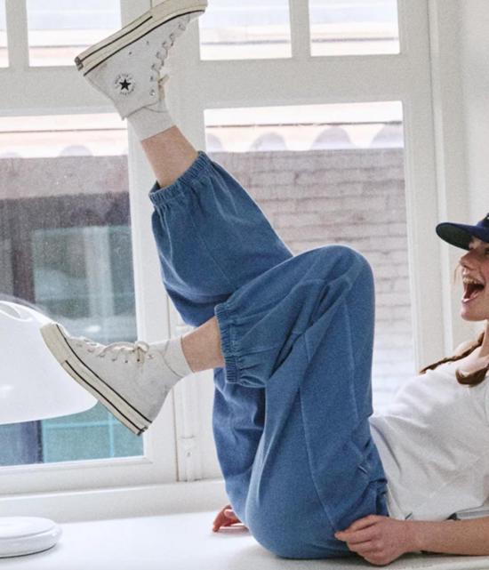  르 본 숍 스트레이트 팬츠 Le Bon Shoppe 벌룬 팬츠 수레국화 - Le Bon Shoppe