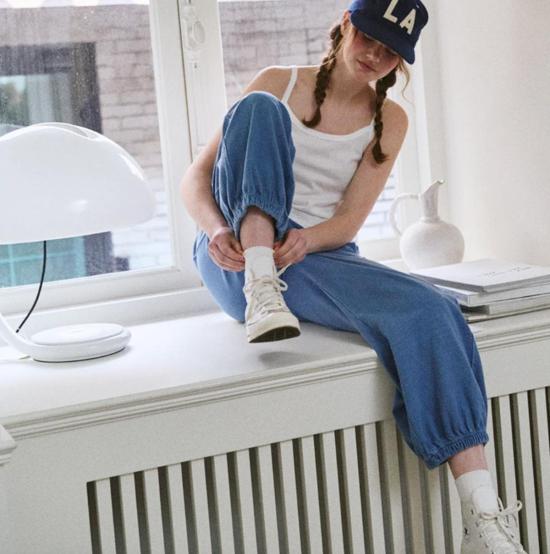  르 본 숍 스트레이트 팬츠 Le Bon Shoppe 벌룬 팬츠 수레국화 - Le Bon Shoppe