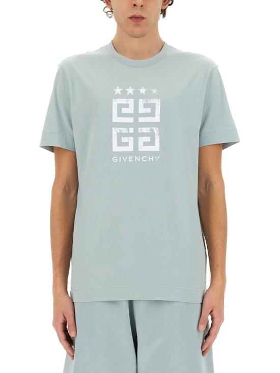  지방시 반팔 티셔츠 BM716G3YEL456 MINERAL BLUE