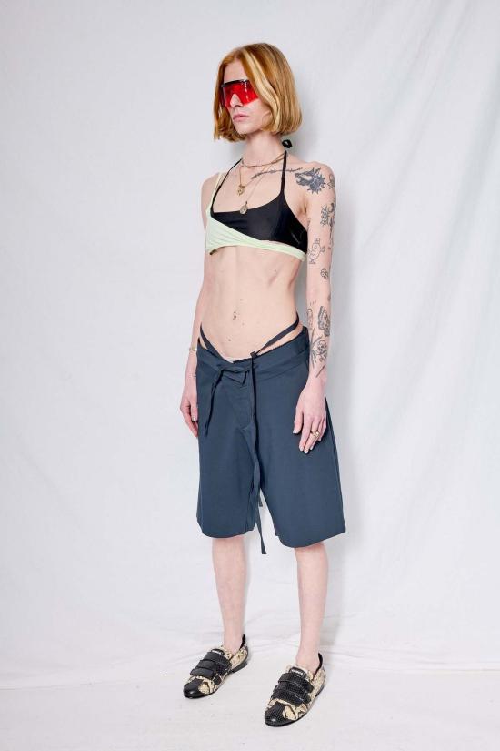  오토링거 숏팬츠 다크 블루 더블 폴드 수트 반바지 - OTTOLINGER