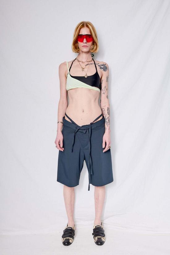  오토링거 숏팬츠 다크 블루 더블 폴드 수트 반바지 - OTTOLINGER