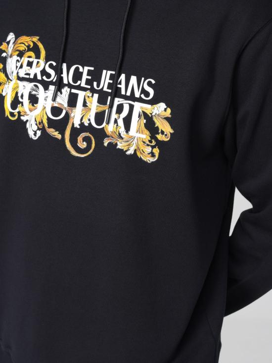 25SS 베르사체 로고 프린트 바로코 후드 티셔츠 78GAIC05CF00CG89 BLACK DOM - VERSACE