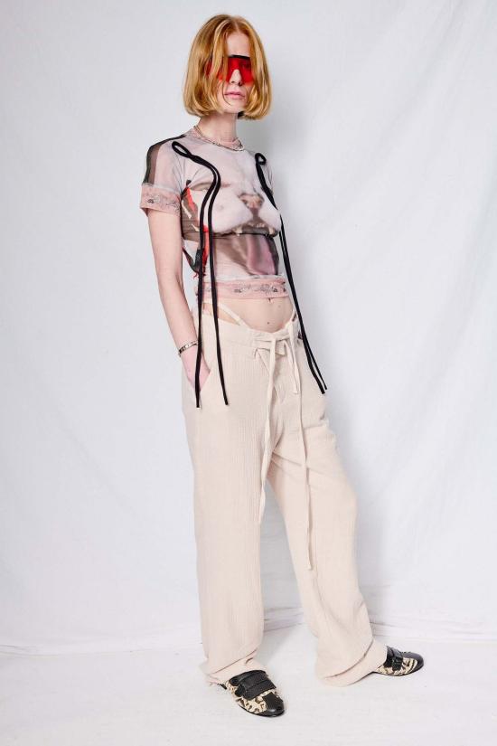  오토링거 스트레이트 팬츠 스톤 더블 폴드 무슬린 수트 팬츠 - OTTOLINGER