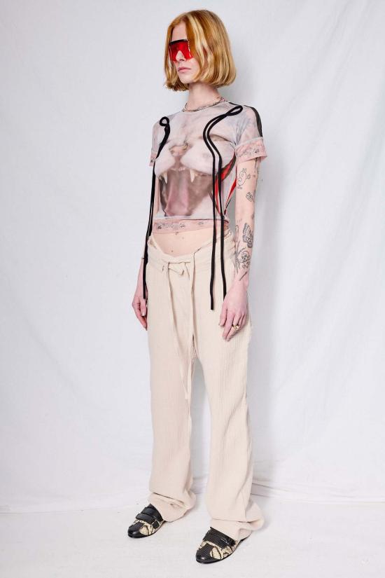  오토링거 스트레이트 팬츠 스톤 더블 폴드 무슬린 수트 팬츠 - OTTOLINGER