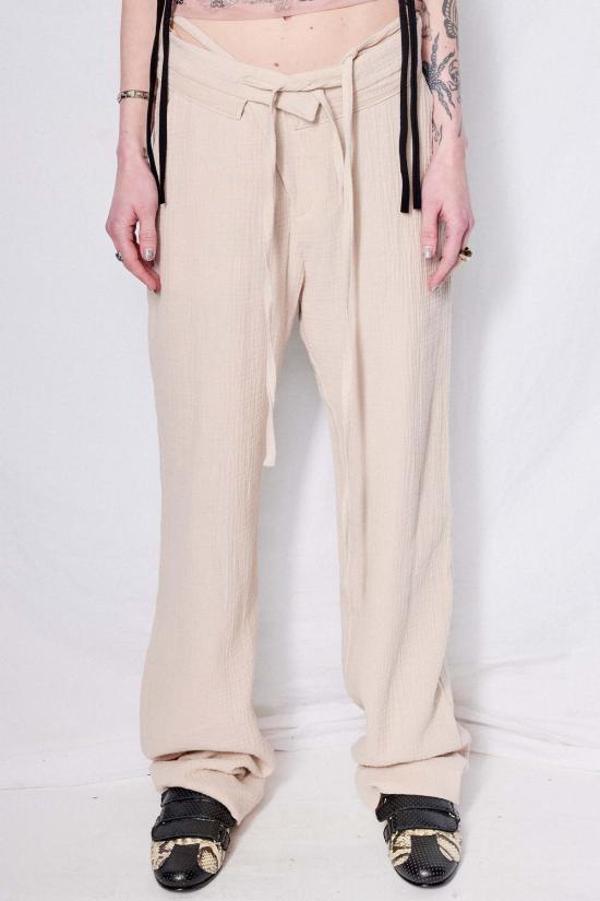  오토링거 스트레이트 팬츠 스톤 더블 폴드 무슬린 수트 팬츠