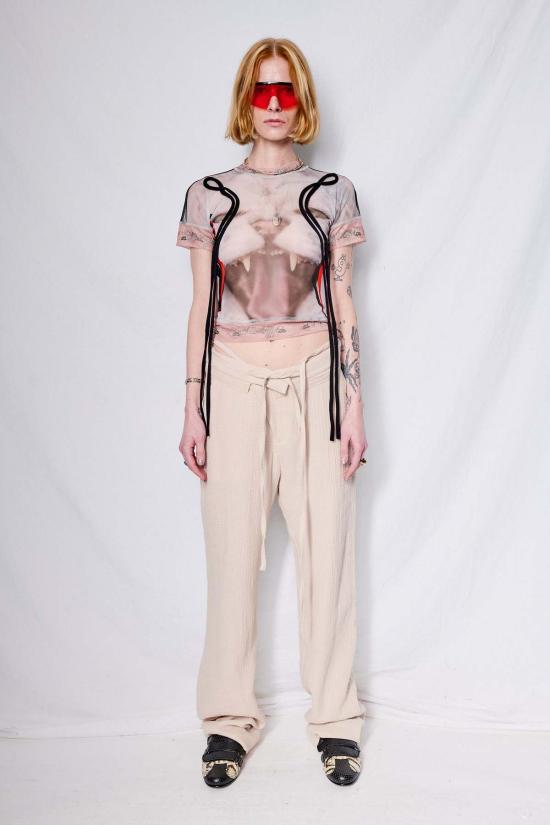  오토링거 스트레이트 팬츠 스톤 더블 폴드 무슬린 수트 팬츠 - OTTOLINGER