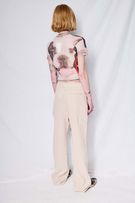  오토링거 스트레이트 팬츠 스톤 더블 폴드 무슬린 수트 팬츠 - OTTOLINGER