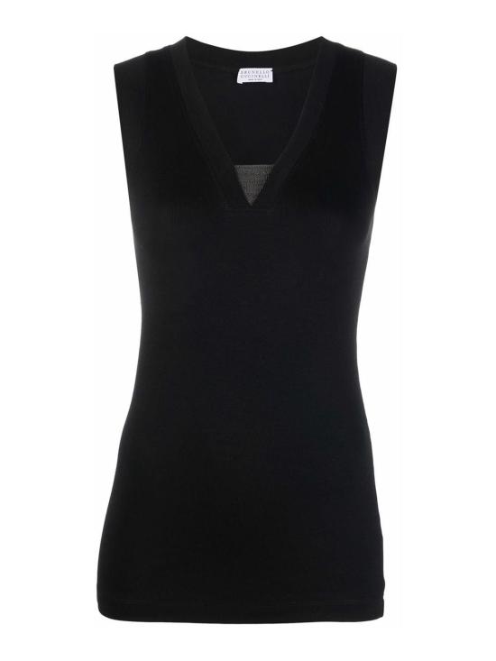 26SS 브루넬로 쿠치넬리 민소매 티셔츠 M0TC8EL672C101 Black