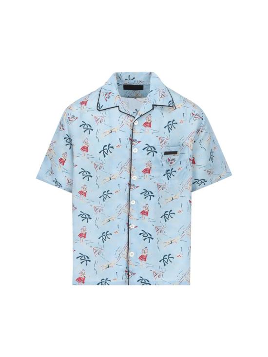 25FW 프라다 반팔 셔츠 UCS52417OYF0076 AI25 Blue