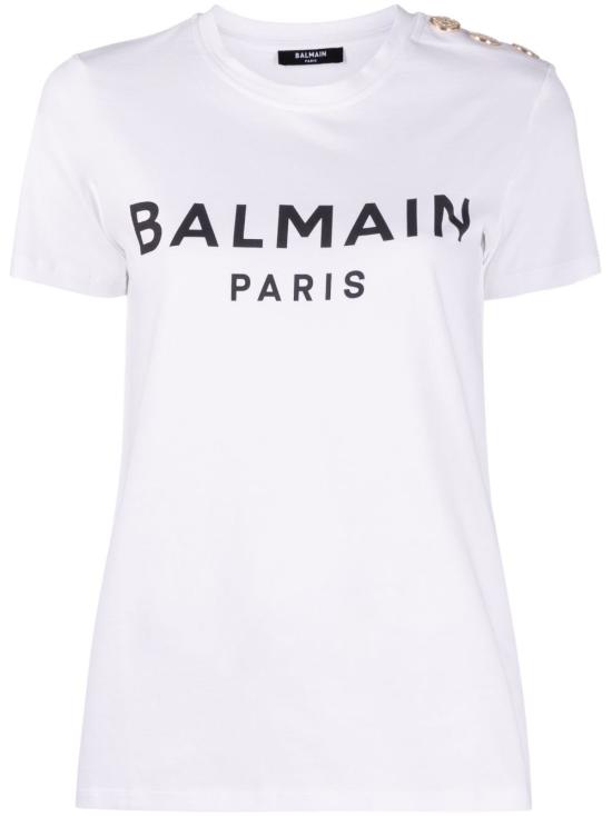 25FW 발망 반팔 티셔츠 BF1EF005BB02 GAB White - BALMAIN