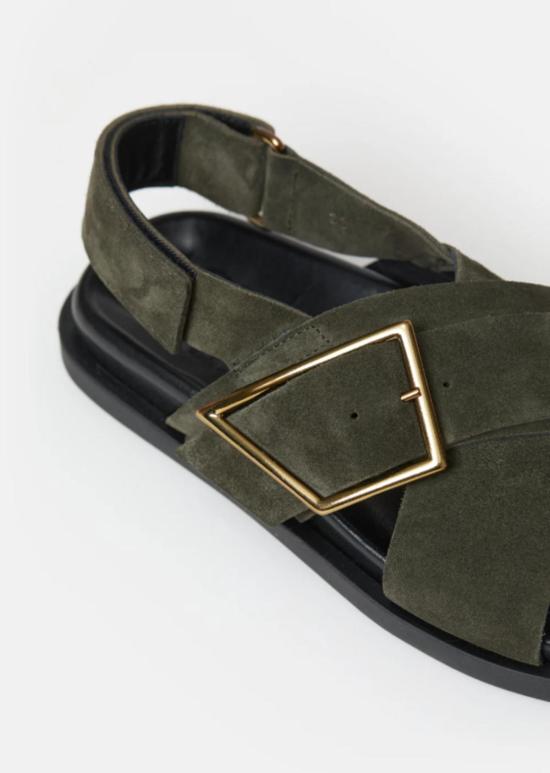  클로즈드 샌들 레더 버클  치노 그린 - CLOSED