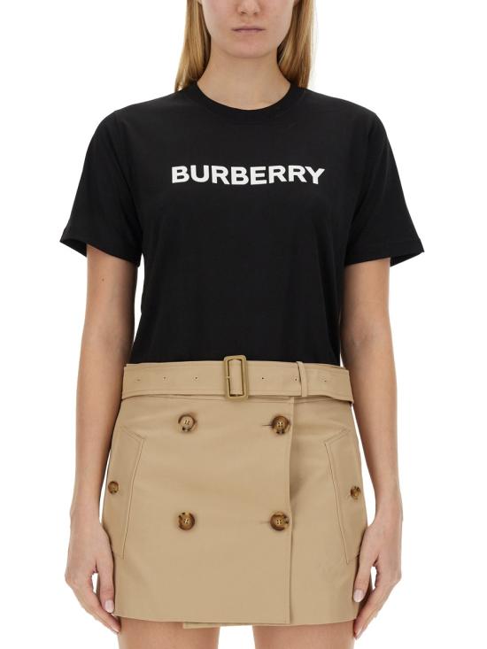  버버리 로고 코튼 티셔츠 8080324 A1189 BLACK - BURBERRY