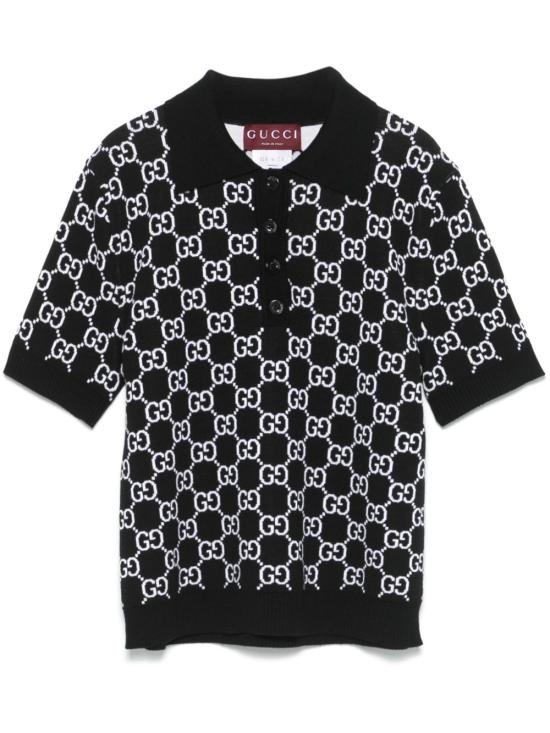 구찌 GG 리버시블 울 자카드 폴로 티셔츠 814273 XKEJP1070 BLACK