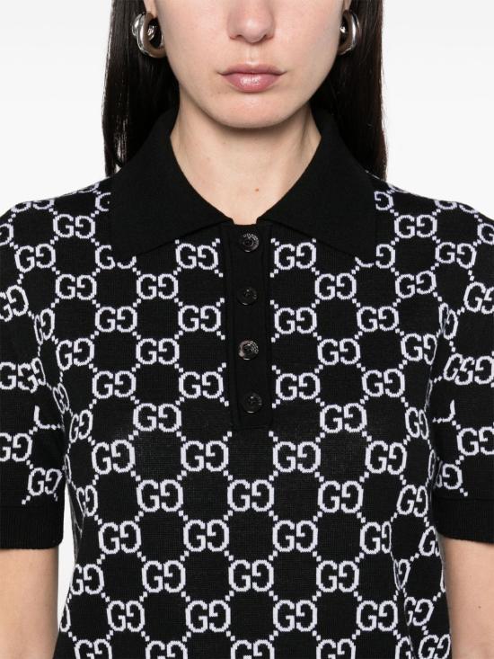 구찌 GG 리버시블 울 자카드 폴로 티셔츠 814273 XKEJP1070 BLACK - GUCCI