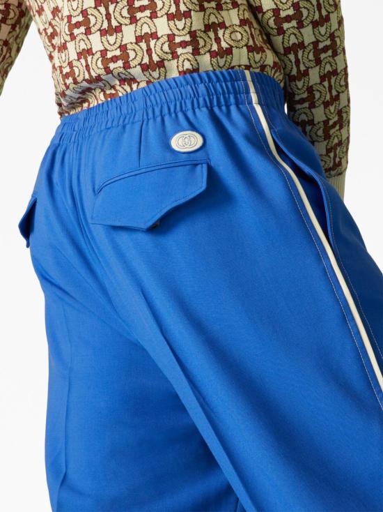  구찌 인터로킹 GG 로고 울 모헤어 블렌드 팬츠 742766 Z8BI74031 BLUE - GUCCI