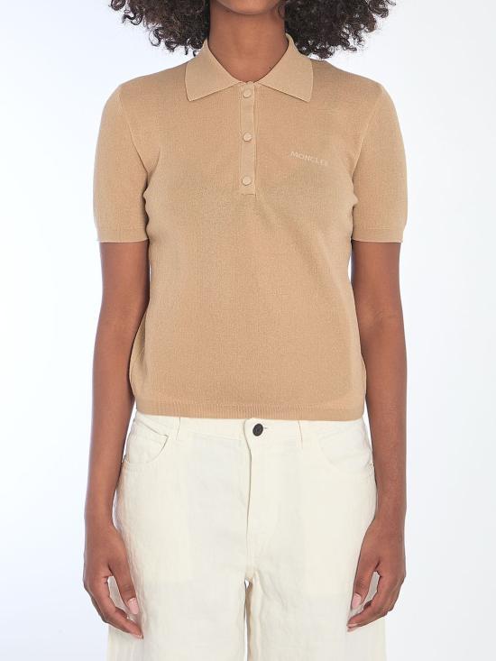 25SS 몽클레어 자수 로고 코튼 반소매 폴로 셔츠  9A00004M6440 24D BEIGE