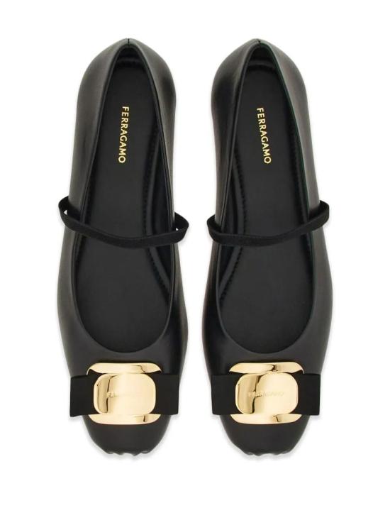 25FW 살바토레 페라가모 바라 보우 발레 플랫 01H345 0768868 Black - SALVATORE FERRAGAMO