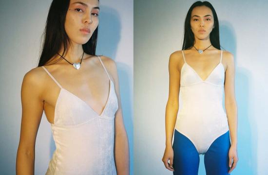  베이스레인지 바디수트 티셔츠 웨이브 미시시피 바디수트 웨이브 그레이/실버 - BASERANGE