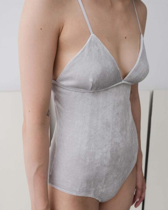  베이스레인지 바디수트 티셔츠 웨이브 미시시피 바디수트 웨이브 그레이/실버 - BASERANGE