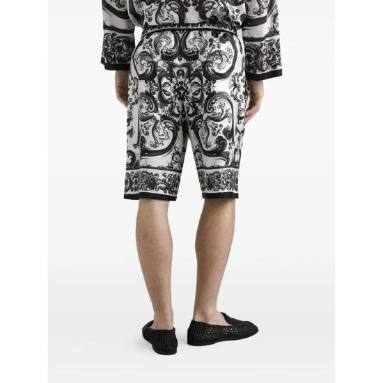25FW 돌체앤가바나 숏팬츠 GV37AT HI1S6 HX5DQ WHITE BLACK - DOLCE & GABBANA