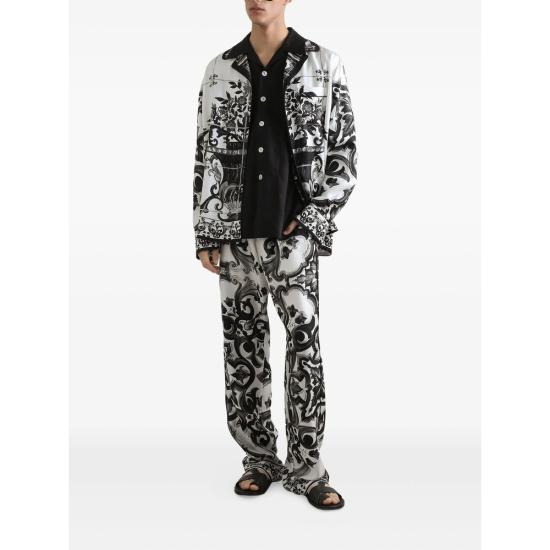 25FW 돌체앤가바나 긴팔 셔츠 G5IF1T HI1SV IN3TN WHITE BLACK - DOLCE & GABBANA